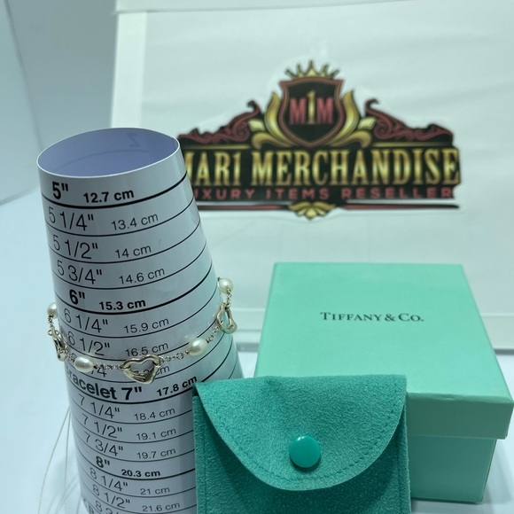 Tiffany and Co. Silver 925 bracelet with pearls and hearts size 17 cm or 6.5 in. - Picture 8 of 8